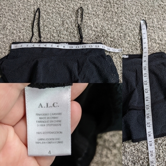 A.L.C. black grey eyelet lace layered crop tank 4 - Picture 5 of 7